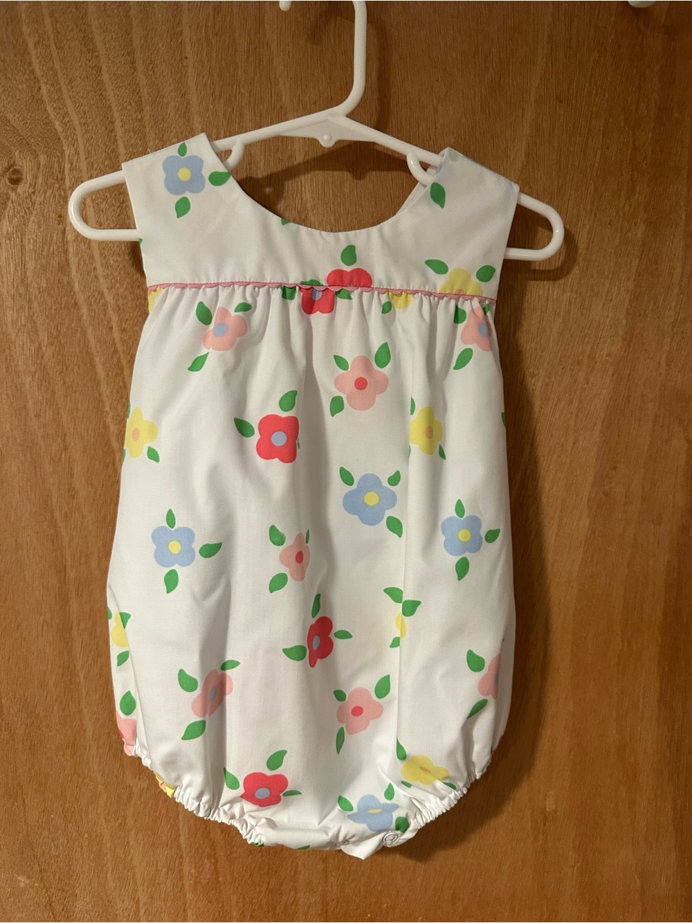 The Beaufort Bonnet Company White Bubble Romper with Pastel Floral Print
